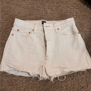GAP Off-White Frayed Hem Denim Shorts
